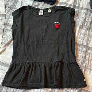 Scotch & Soda Black Short Sleeve Tee with Red Heart Accent
